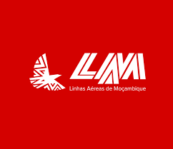 Linhas Aéreas de Moçambique Logo on Red Background