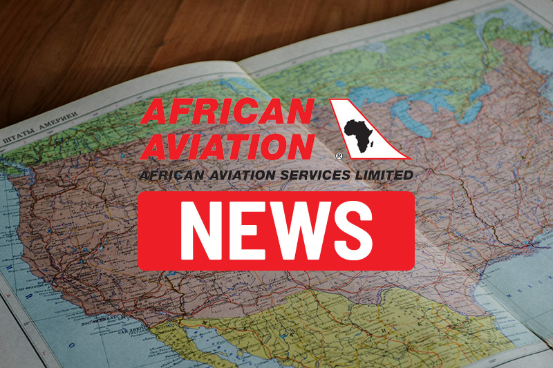 African Aviation News on Geographic Map Background